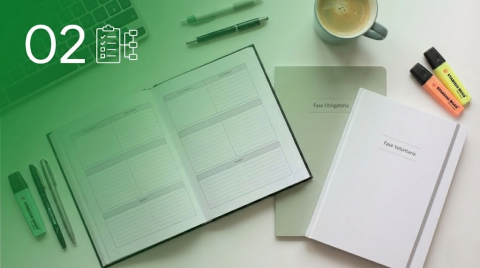 Cuadernos organizados por fases de la Selectividad: asignaturas de Fase Obligatoria y Fase Voluntaria.