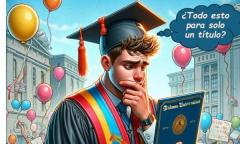 Estudiante con su título universitario