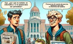 Chiste de dos estudiantes hablando sobre la elección de carrera